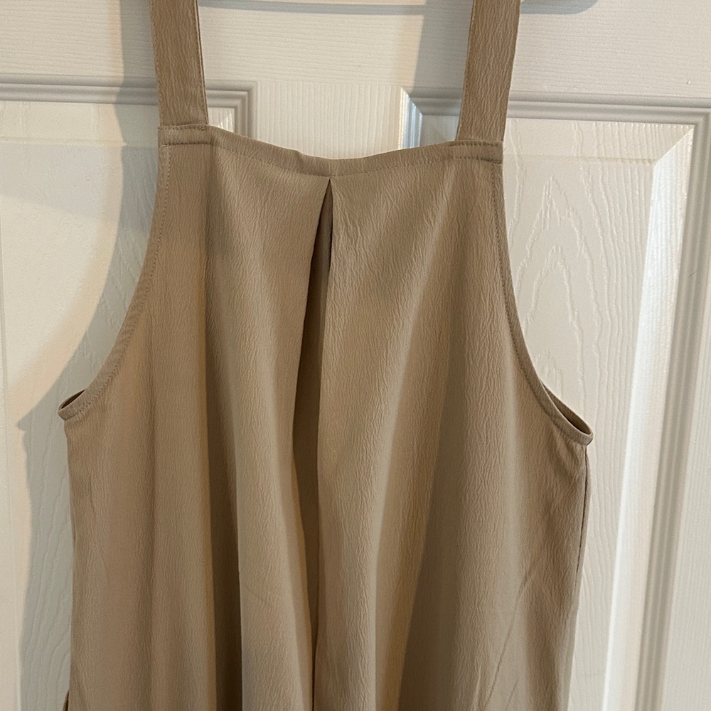 Beige Overall Wide Leg Pants with Button Details. - Picture 3 of 5